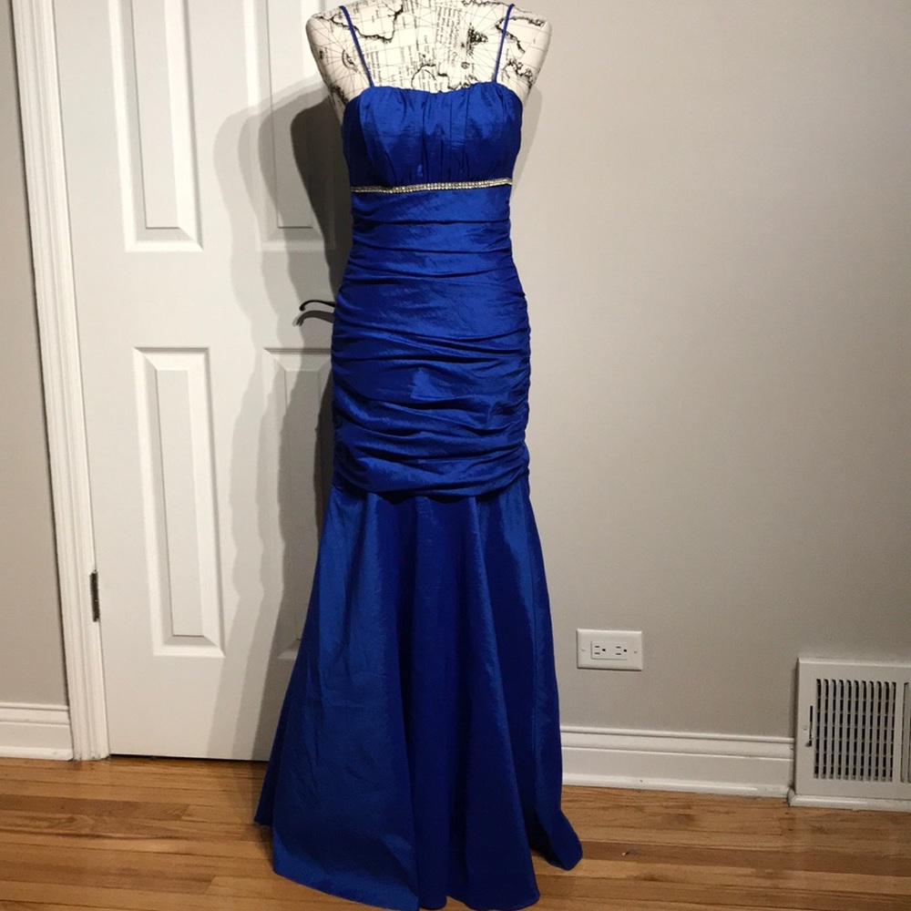 Cindy Vintage Y2K vibrant Taffeta Formal Mermaid Evening Gown Draped Puff S prom